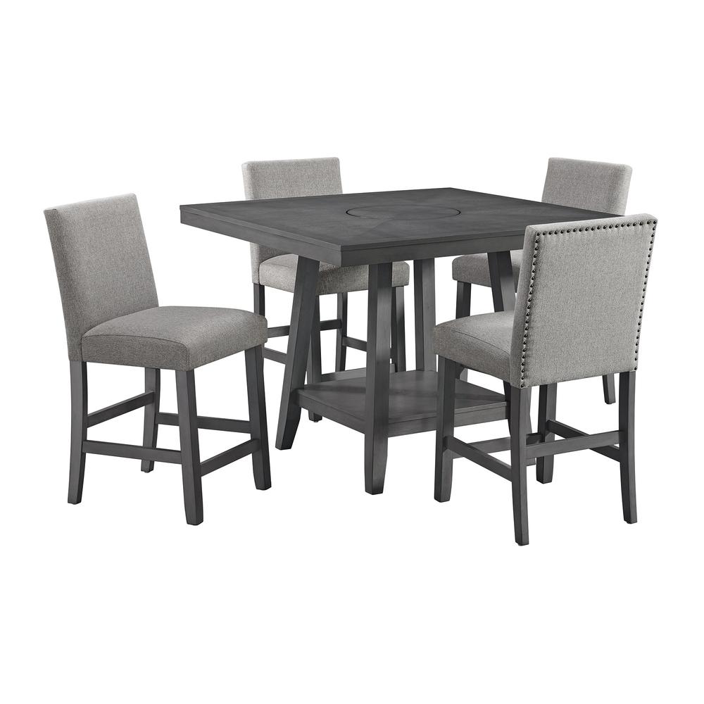 Hester 5PC Counter Height Dining Set in Grey-Table and Four Chairs