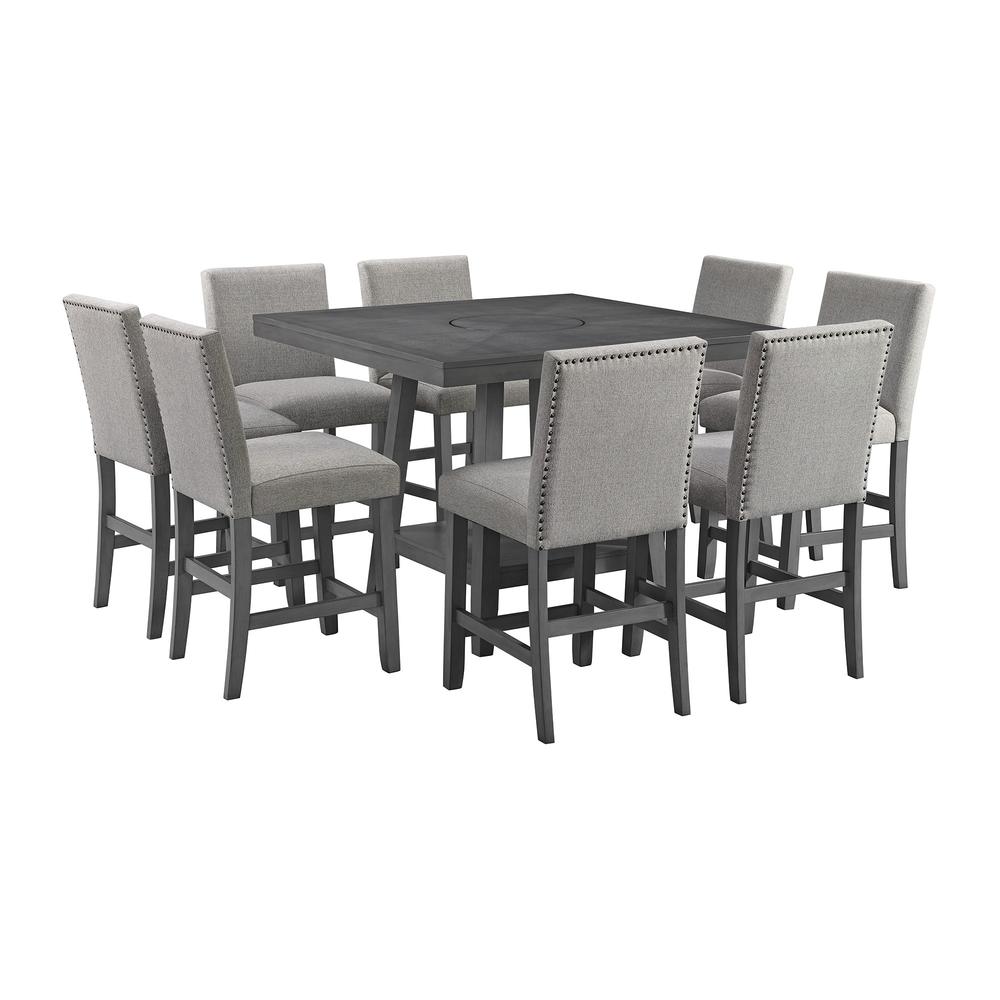 Hester 9PC Counter Height Dining Set in Grey-Table and Eight Chairs
