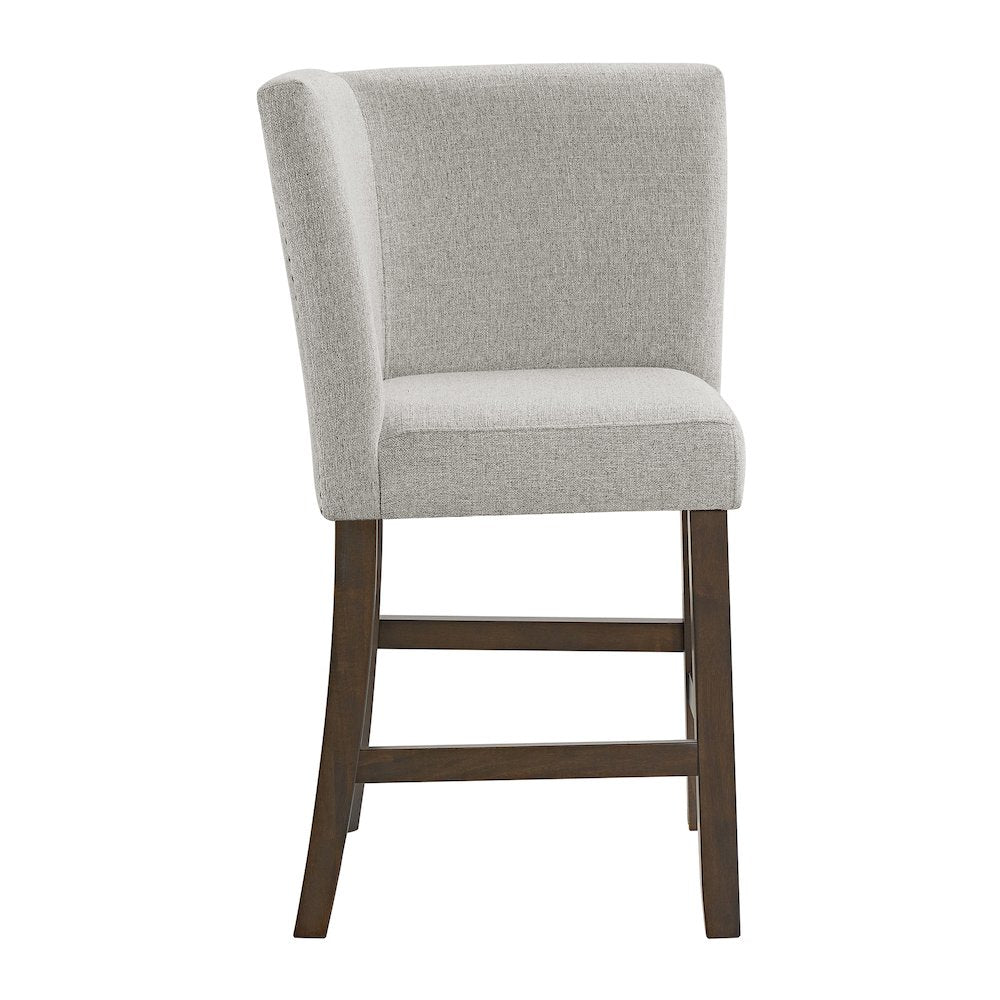 Hester Counter Corner Bench with Upholstered Back and Grey Fabric in Brown