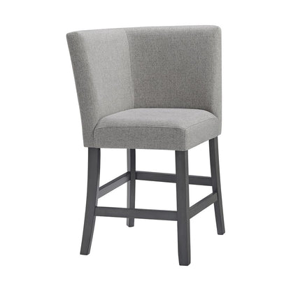 Hester Counter Corner Bench with Upholstered Back and Grey Fabric in Grey