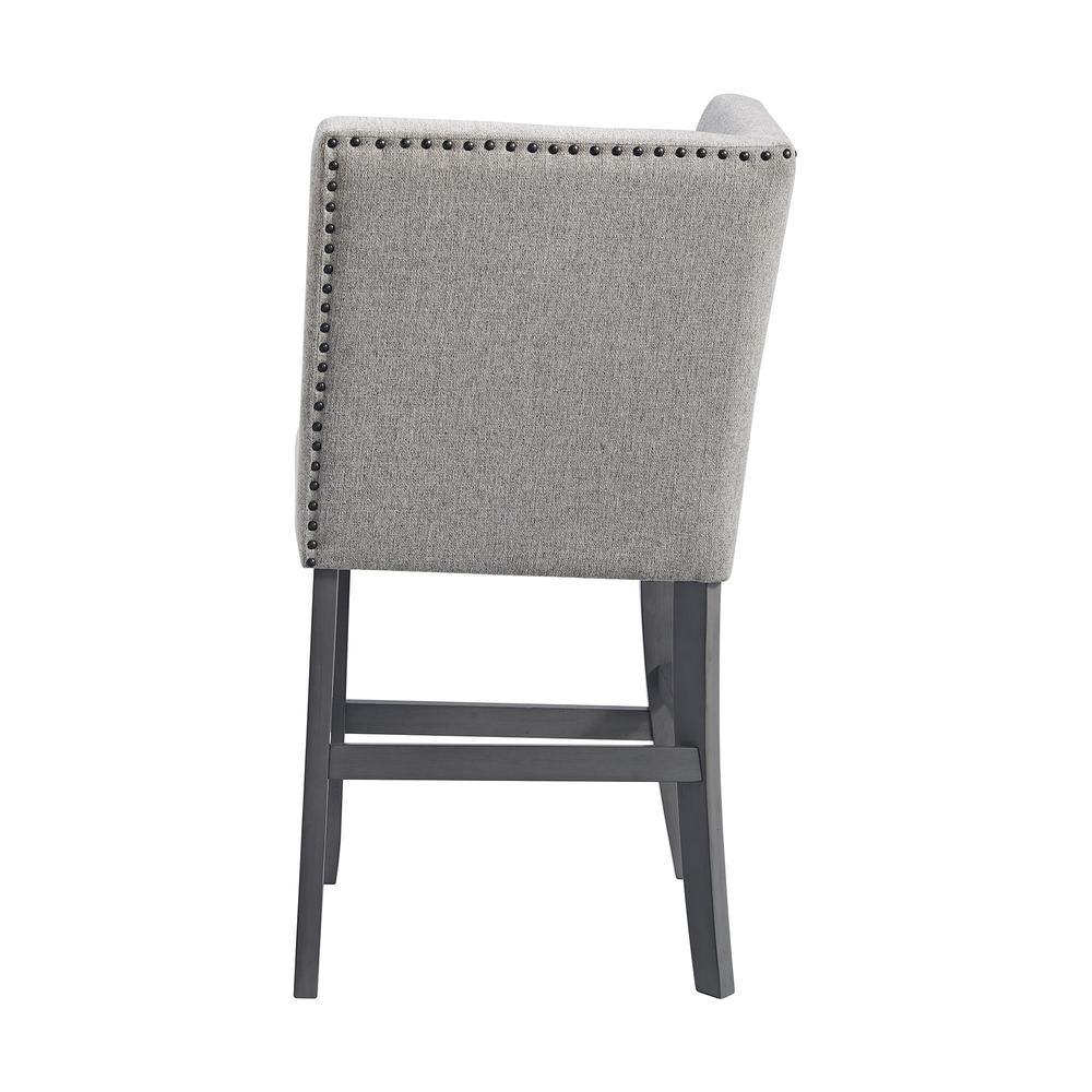 Hester Counter Corner Bench with Upholstered Back and Grey Fabric in Grey