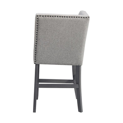 Hester Counter Corner Bench with Upholstered Back and Grey Fabric in Grey