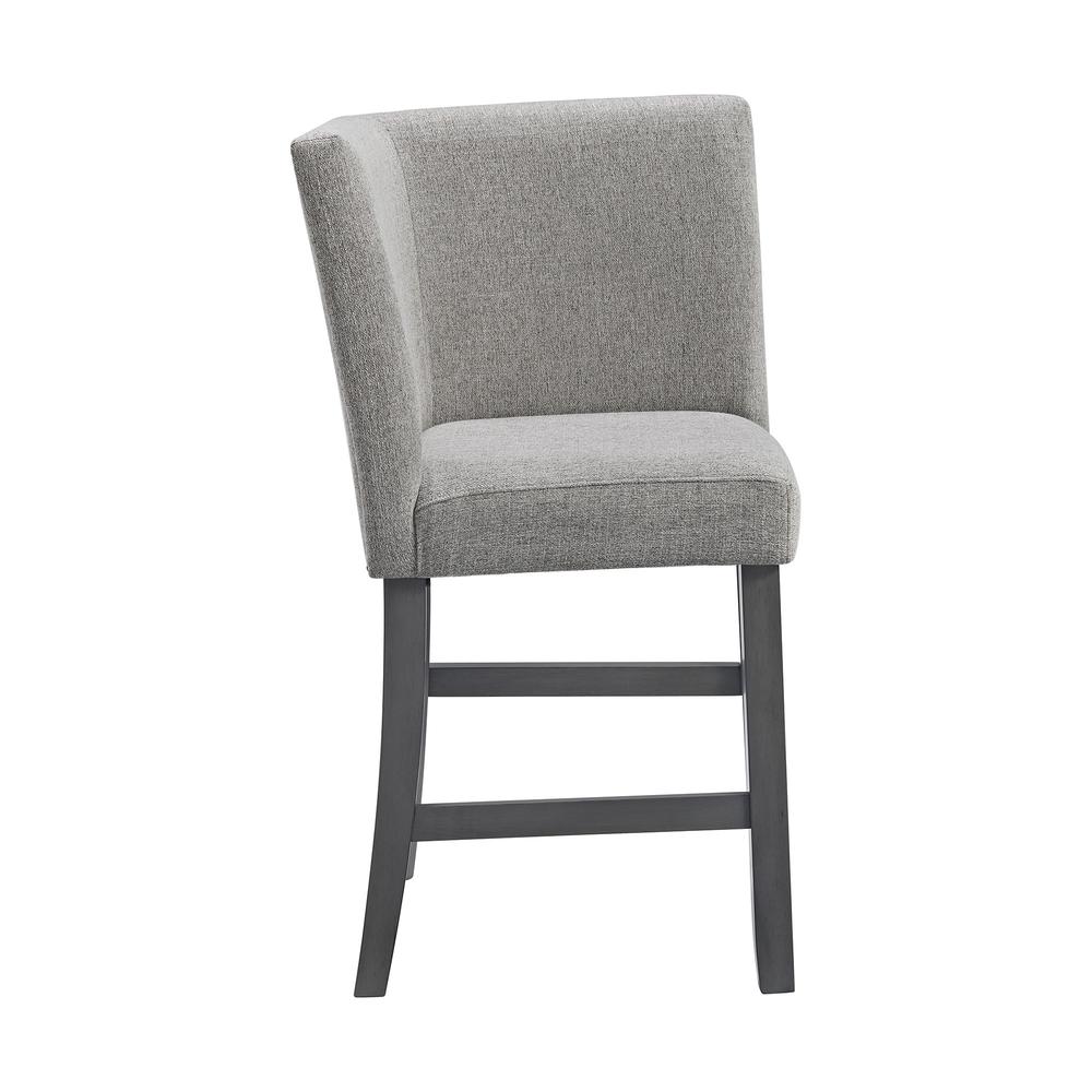 Hester Counter Corner Bench with Upholstered Back and Grey Fabric in Grey