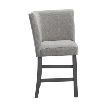 Hester Counter Corner Bench with Upholstered Back and Grey Fabric in Grey