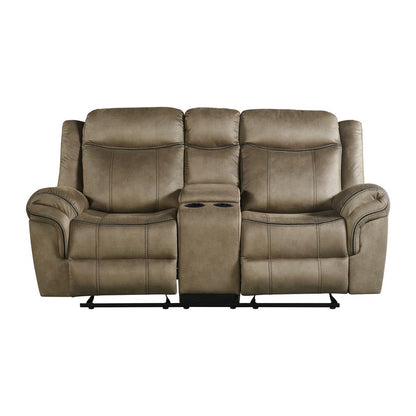 Tasso Motion Loveseat with Console in T101 Brown