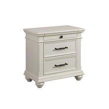 White 3-Drawer Nightstand with USB Ports