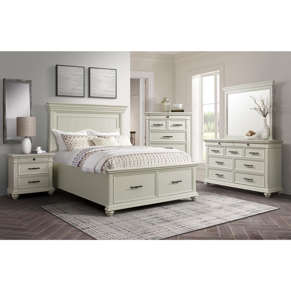 Brooks 3-Drawer Nightstand with USB Ports in Antique White