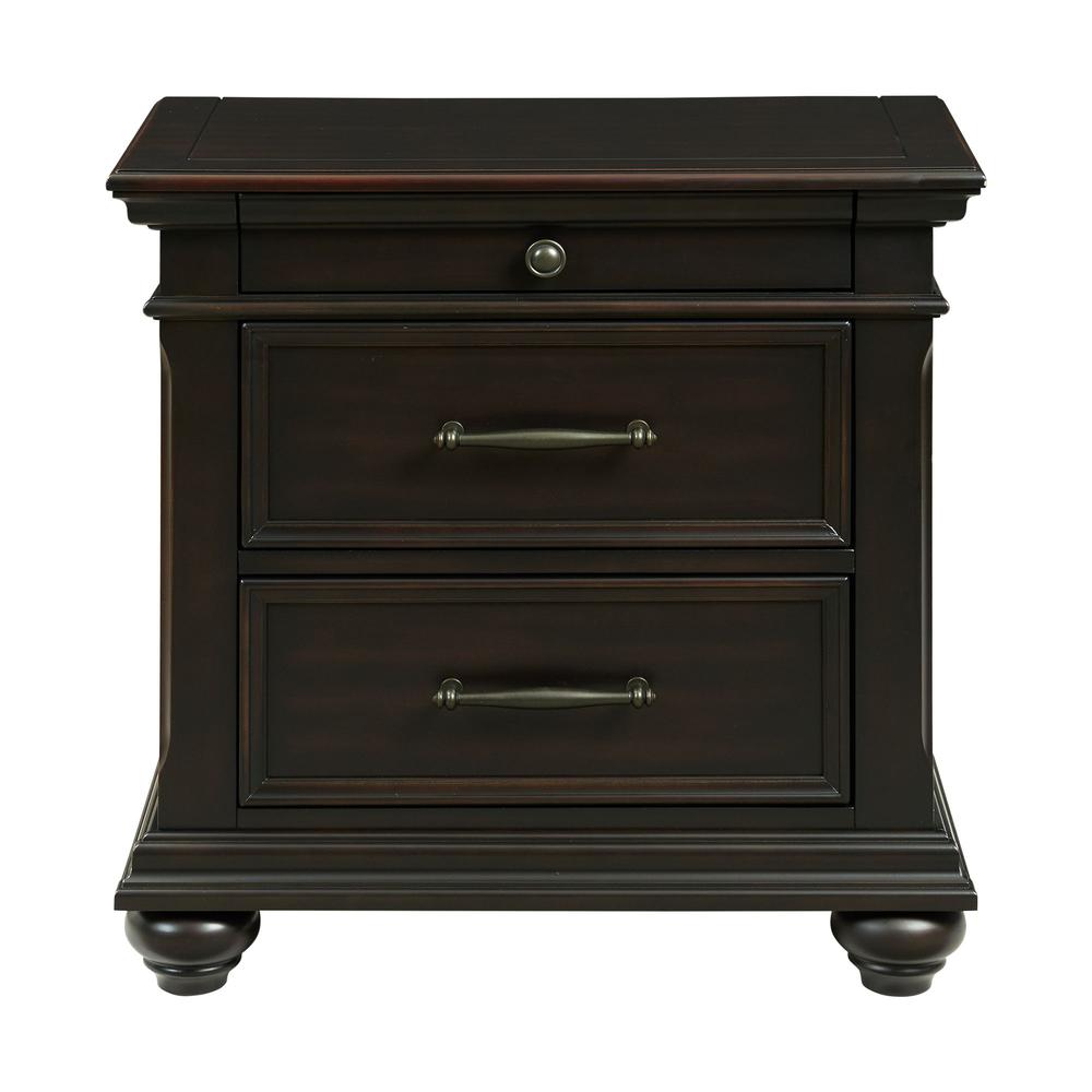 Brooks 3-Drawer Nightstand with USB Ports in Black