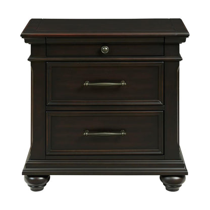 Brooks 3-Drawer Nightstand with USB Ports in Black