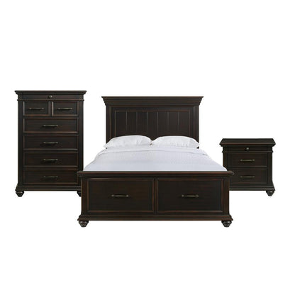 Brooks King Platform Storage 3PC Bedroom Set in Black