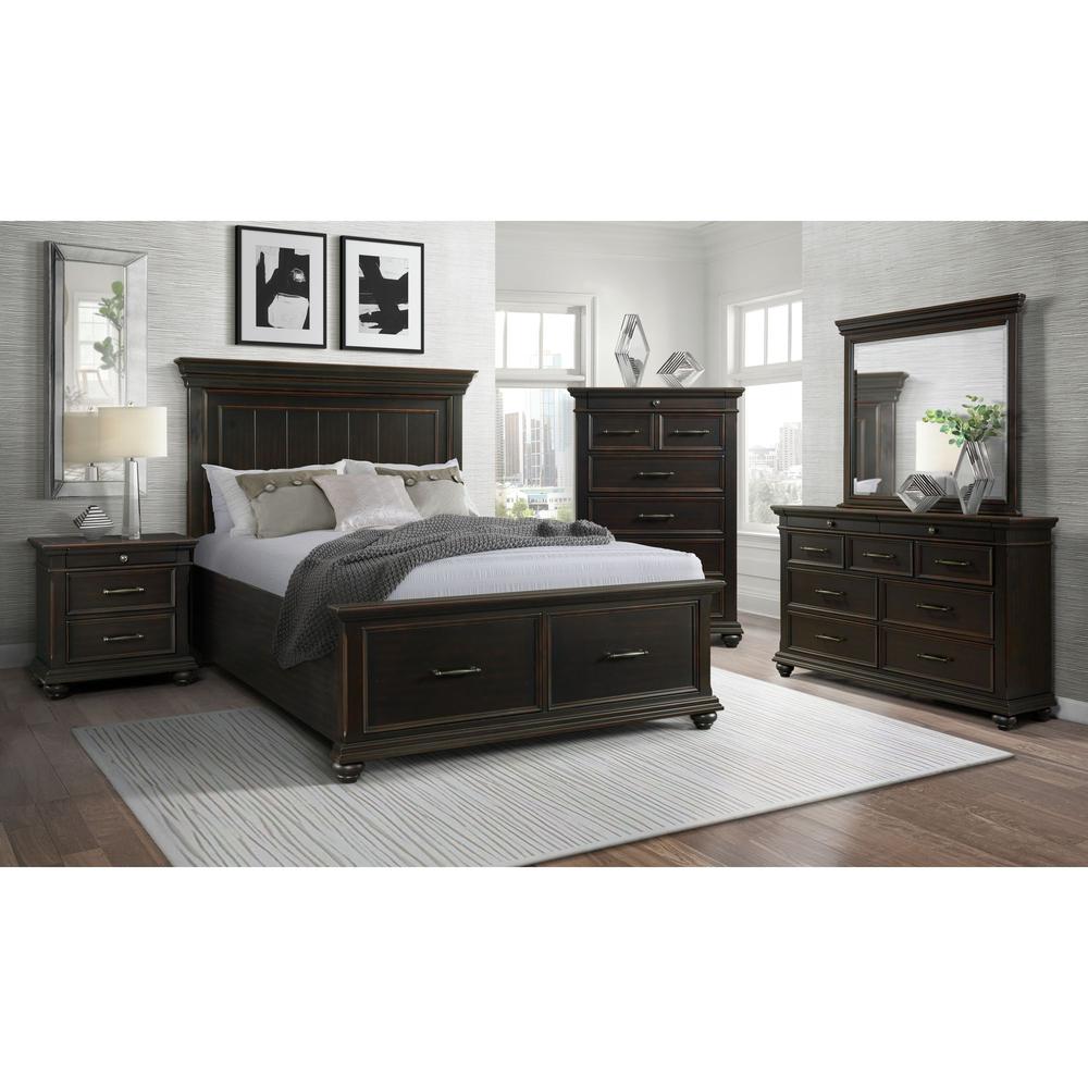 Brooks King Platform Storage 4PC Bedroom Set in Black