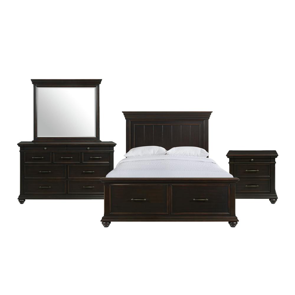 Brooks Queen Platform Storage 4PC Bedroom Set in Black