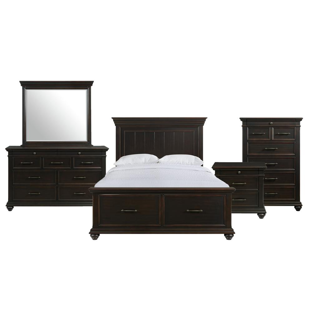 Brooks Queen Platform Storage 5PC Bedroom Set in Black