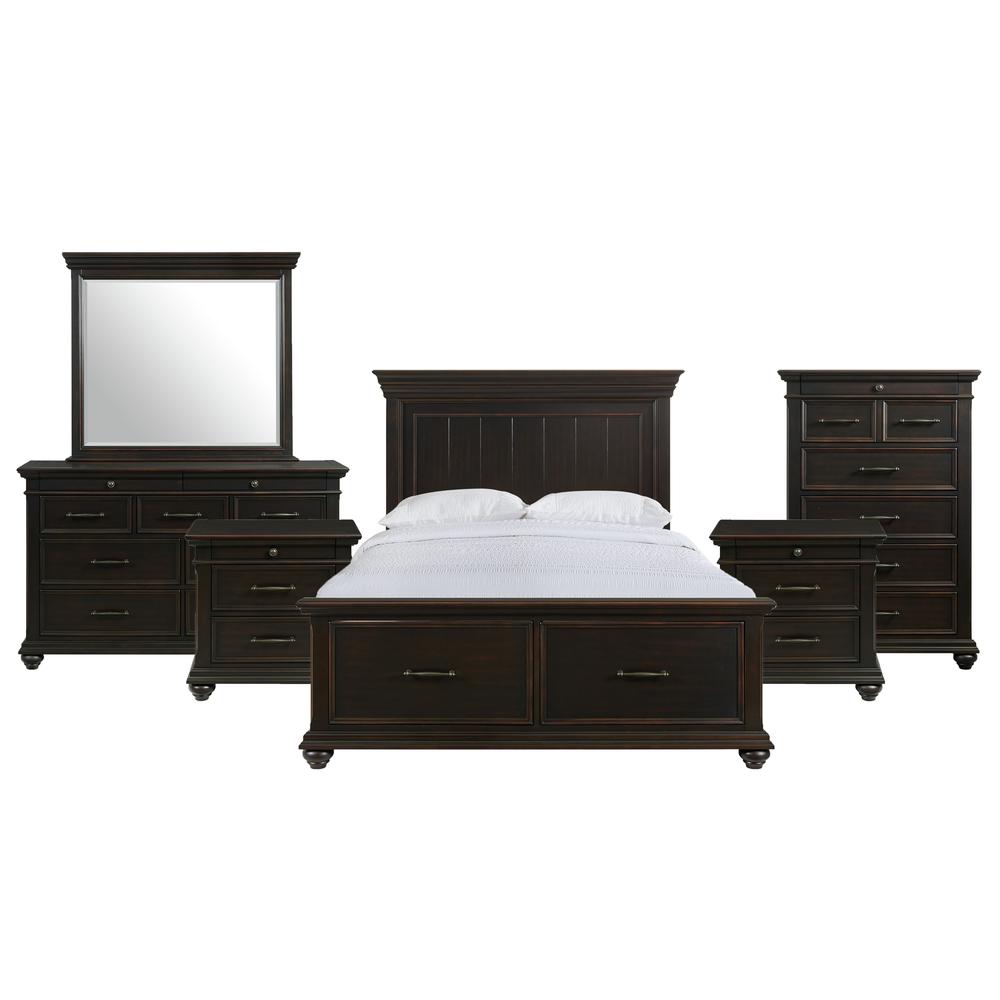 Brooks Queen Platform Storage 6PC Bedroom Set in Black