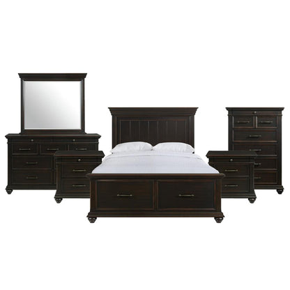 Brooks Queen Platform Storage 6PC Bedroom Set in Black
