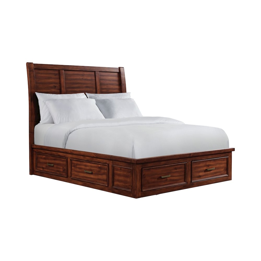 Damen Queen Storage 5PC Bedroom Set in Rich Cherry