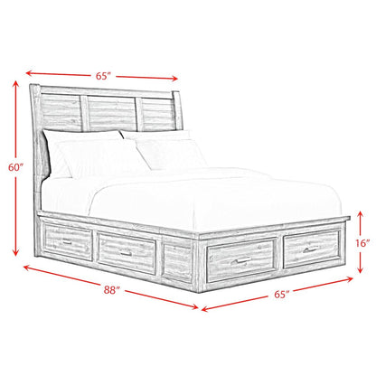 Damen Queen Storage Bed in Rich Cherry