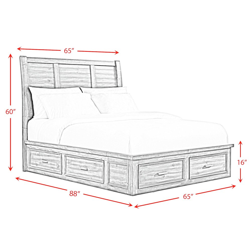 Damen Queen Storage 3PC Bedroom Set in Rich Cherry
