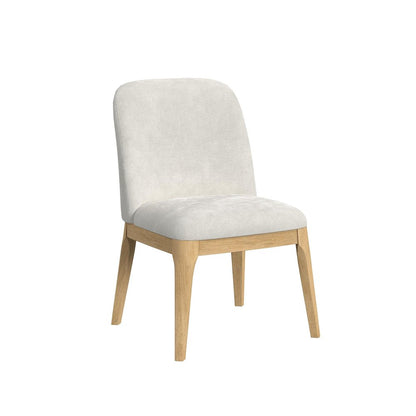 Sutton Dining Side Chair with White Fabric in Natural