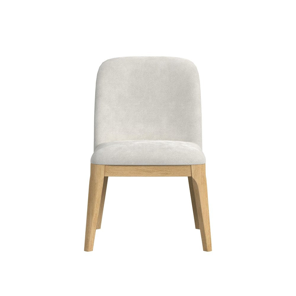 Sutton Dining Side Chair with White Fabric in Natural