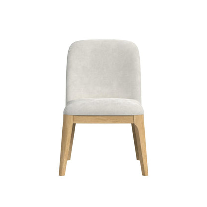 Sutton Dining Side Chair with White Fabric in Natural