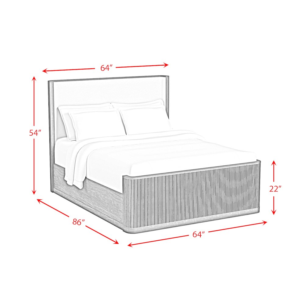 Sylvie Queen UPH 5PC Bedroom Set with White Fabric in Dark Brown