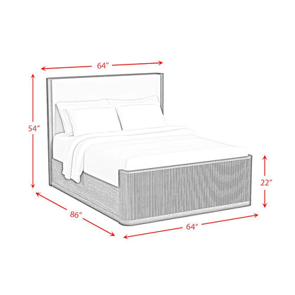 Sylvie Queen UPH 5PC Bedroom Set with White Fabric in Dark Brown