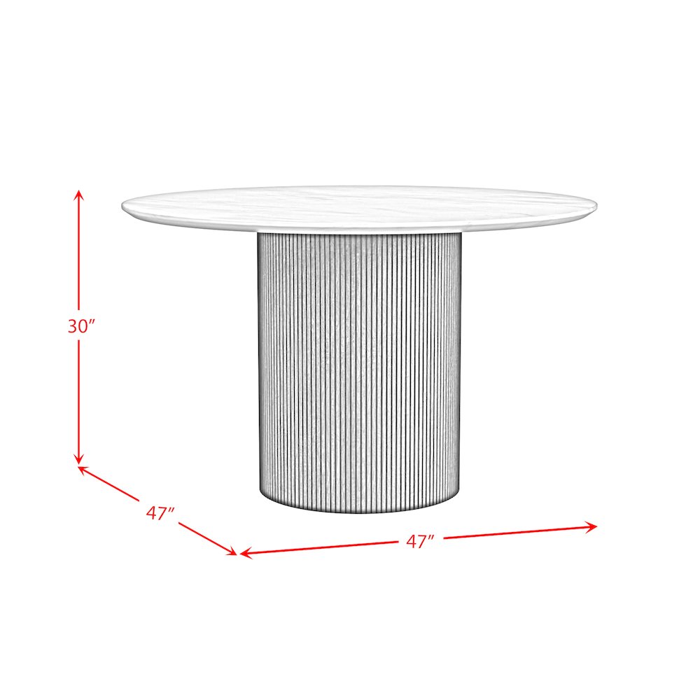Sutton Round Dining Table with White Faux Marble Top in Natural
