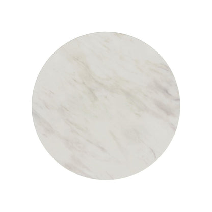 Sutton Round Dining Table with White Faux Marble Top in Natural