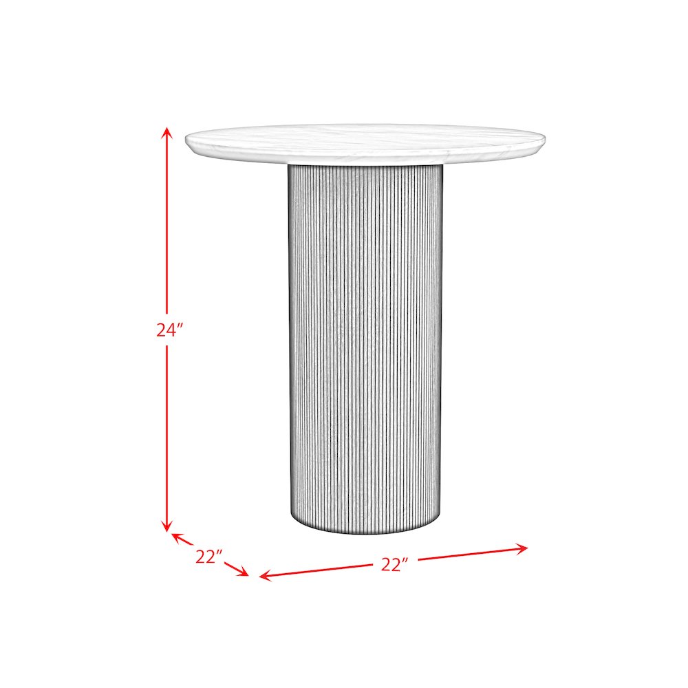 3PC Table Set, White Faux Marble Top, Dark Brown Base-Coffee Table & 2 End Table