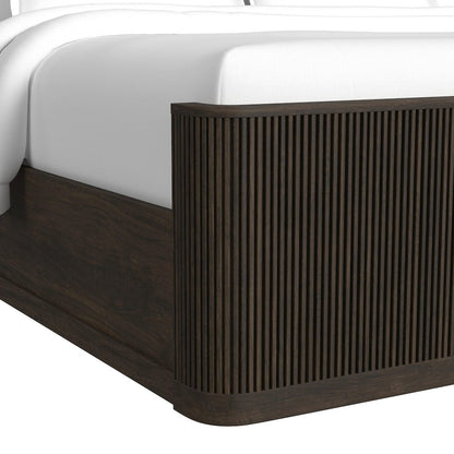 Sylvie Queen UPH 5PC Bedroom Set with White Fabric in Dark Brown