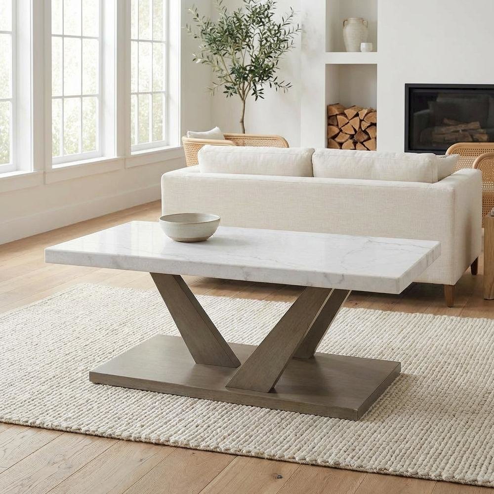 Rectangular Grey Coffee Table with Modern Finish and Sturdy Construction