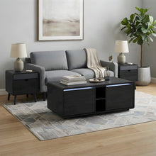 Rubberwood Veneer Coffee Table and End Tables 3 Piece Set, Black