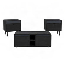 Rubberwood Veneer Coffee Table and End Tables 3 Piece Set, Black