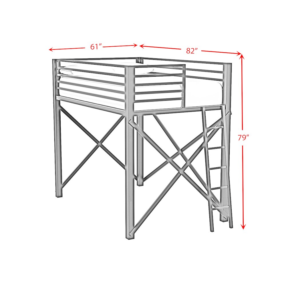 Delilah Full Loft Bunk and Ladder in White