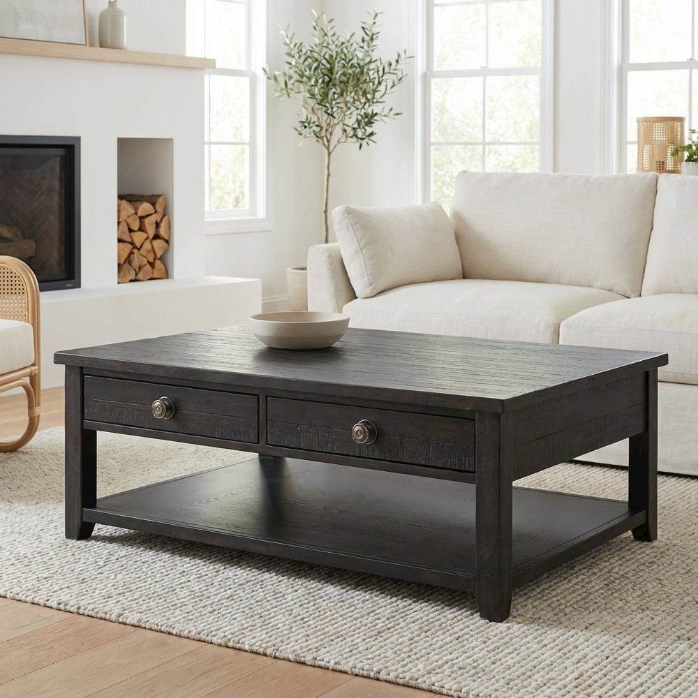 Square Coffee Table Dark Grey Traditional Design with Durable Construction