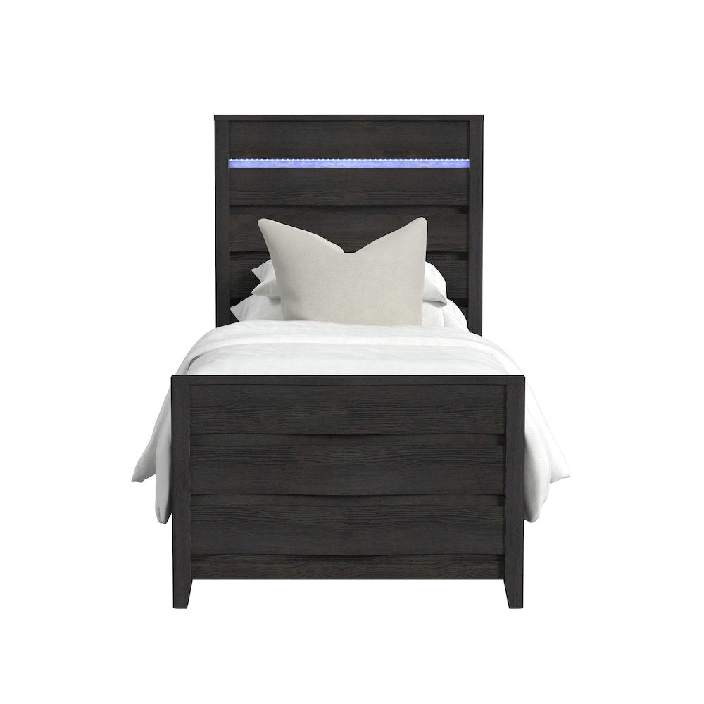 Tobias Twin Bed with LED in Black