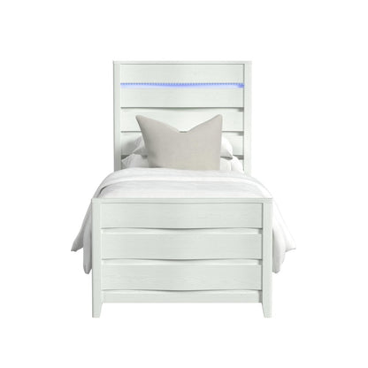 Chett Twin Bed with LED in White