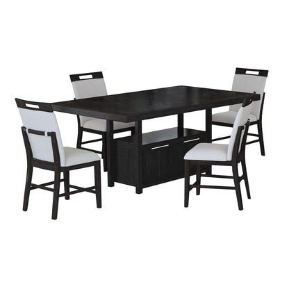 Transcend 5PC Counter Height Dining Set in Charcoal-Table and Four Chairs