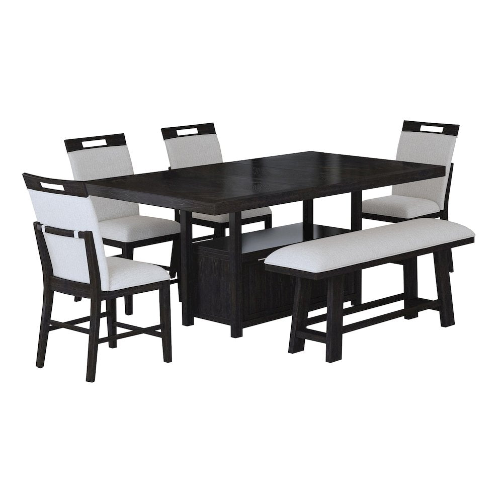 Transcend 6PC Counter Height Dining Set in Charcoal-Table, Four Chairs & Bench