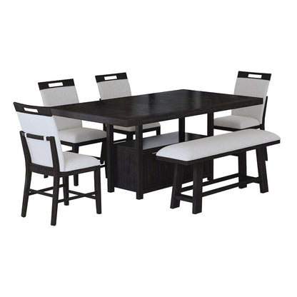 Transcend 6PC Counter Height Dining Set in Charcoal-Table, Four Chairs & Bench
