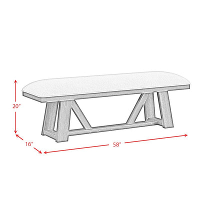 Pinnacle Dining Bench with Light Grey Fabric in Charcoal