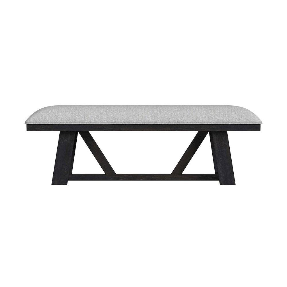 Pinnacle Dining Bench with Light Grey Fabric in Charcoal