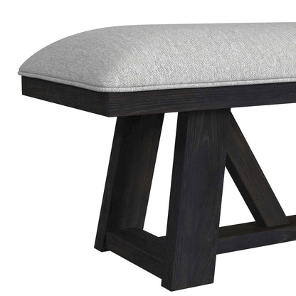 Pinnacle Dining Bench with Light Grey Fabric in Charcoal