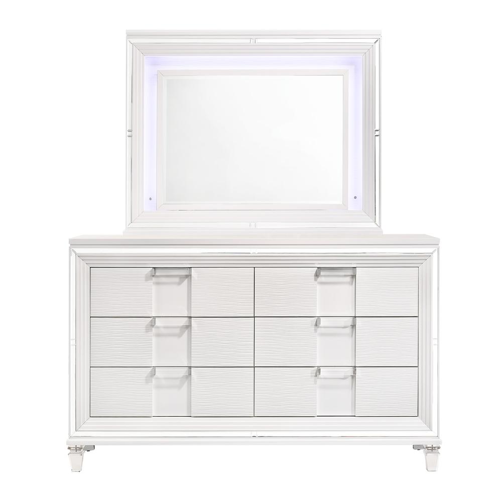 Charlotte 6-Drawer Dresser w/ Mood Lighting Mirror in White