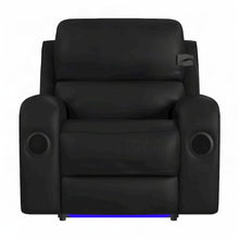 Top Grain Leather Power Glider Recliner with Wireless Charger, USB, Black