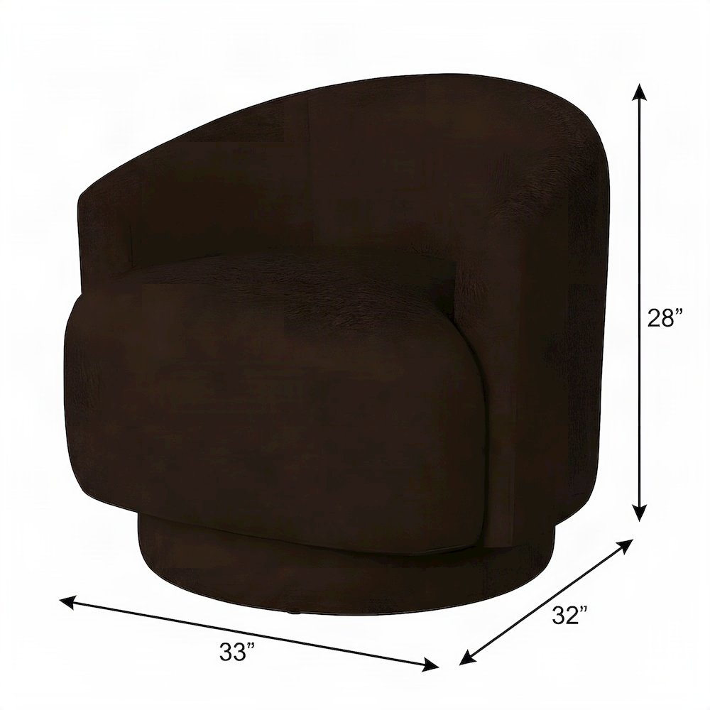 Fabric Swivel Accent Chair with Spring Seat and Foam Cushion, CHOCOLATE