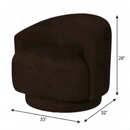 Fabric Swivel Accent Chair with Spring Seat and Foam Cushion, CHOCOLATE