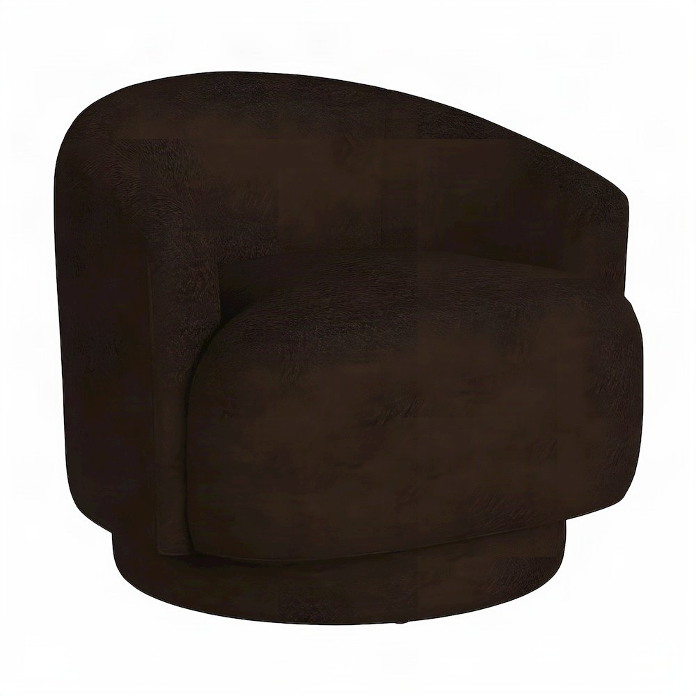 Fabric Swivel Accent Chair with Spring Seat and Foam Cushion, CHOCOLATE