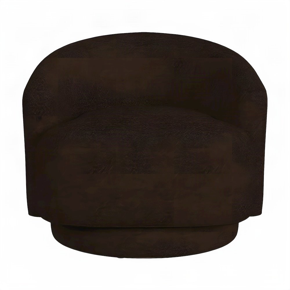 Fabric Swivel Accent Chair with Spring Seat and Foam Cushion, CHOCOLATE